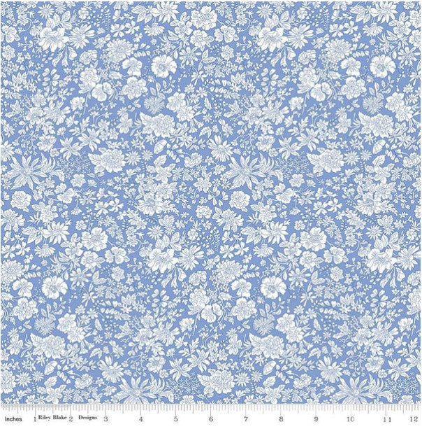 Emily Belle Marine Blue Floral Fabric by Riley Blake Designs